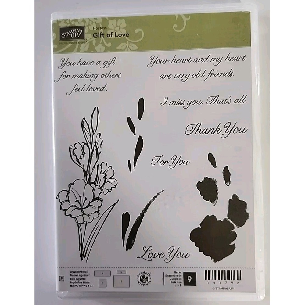 Stampin Up Gift of Love 9 Piece Photopolymer Stamp Set 141796 Floral Sentiments